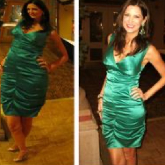 Cache Green Ruched Bodycon Mini Dress size 4 - Picture 2 of 6